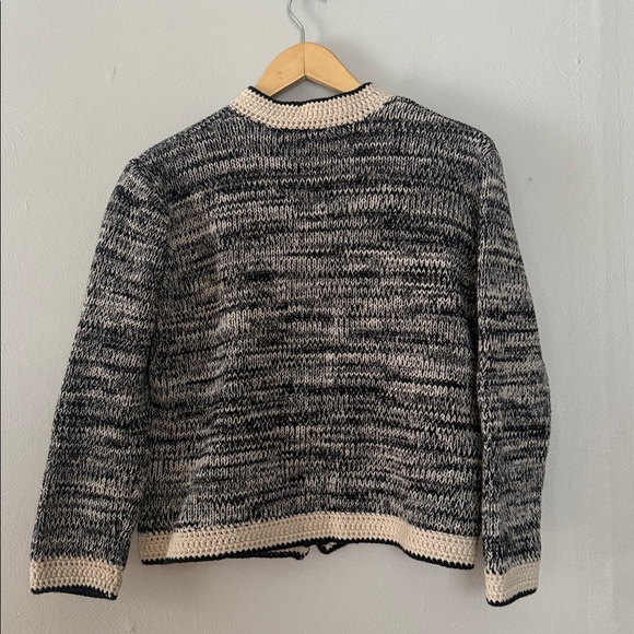 J. Jill Black and Cream Knit zipper Cardigan small - Picture 5 of 5